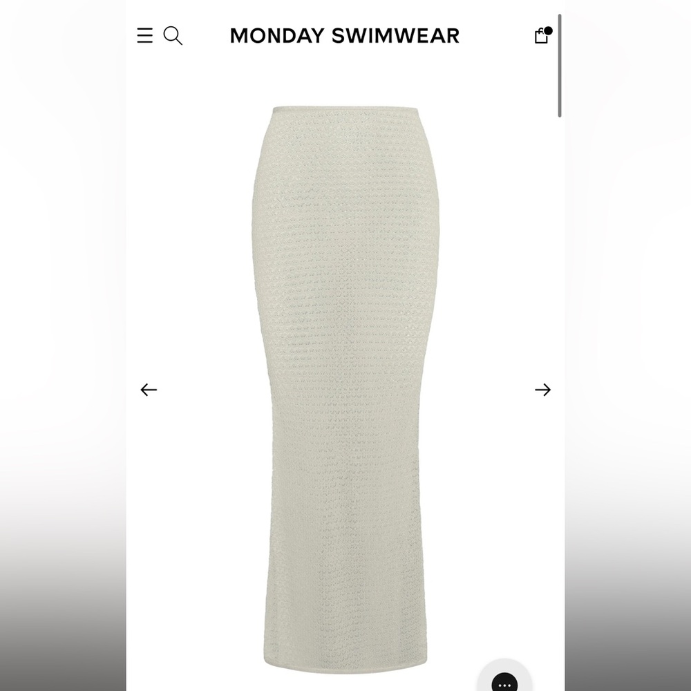 Monday Swimwear Silver/Cream Maxi Skirt NWT